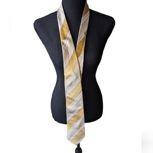 Giorgio Armani striped white and yellow silk tie